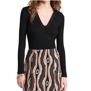 NEW ULLA JOHNSON edie long sleeve top in noir